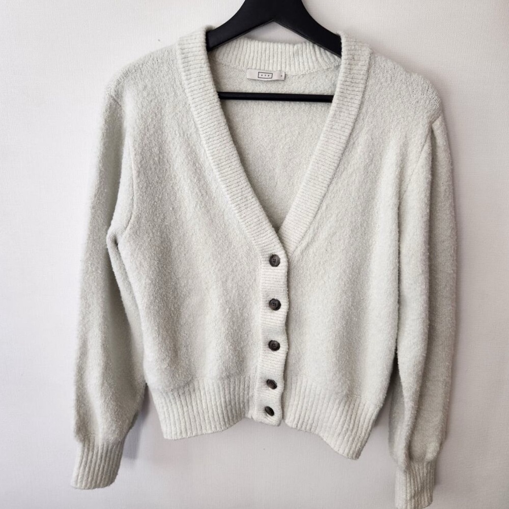 AYR Knit Cream Organic Cotton Blend Cardigan, size small